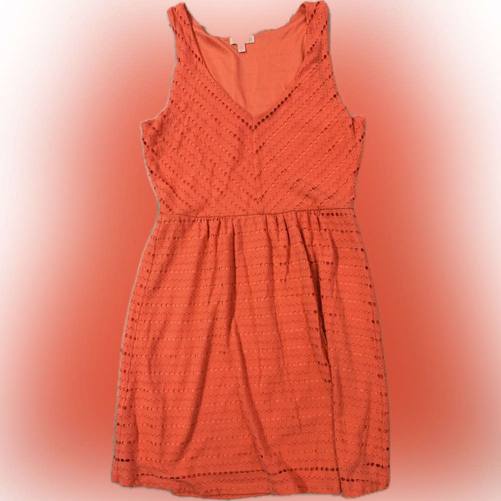 GB peach lined dress with eyelet design, size L